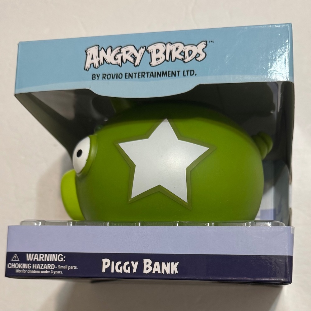 rovio angry birds heavy plastic star green piggy bank -New